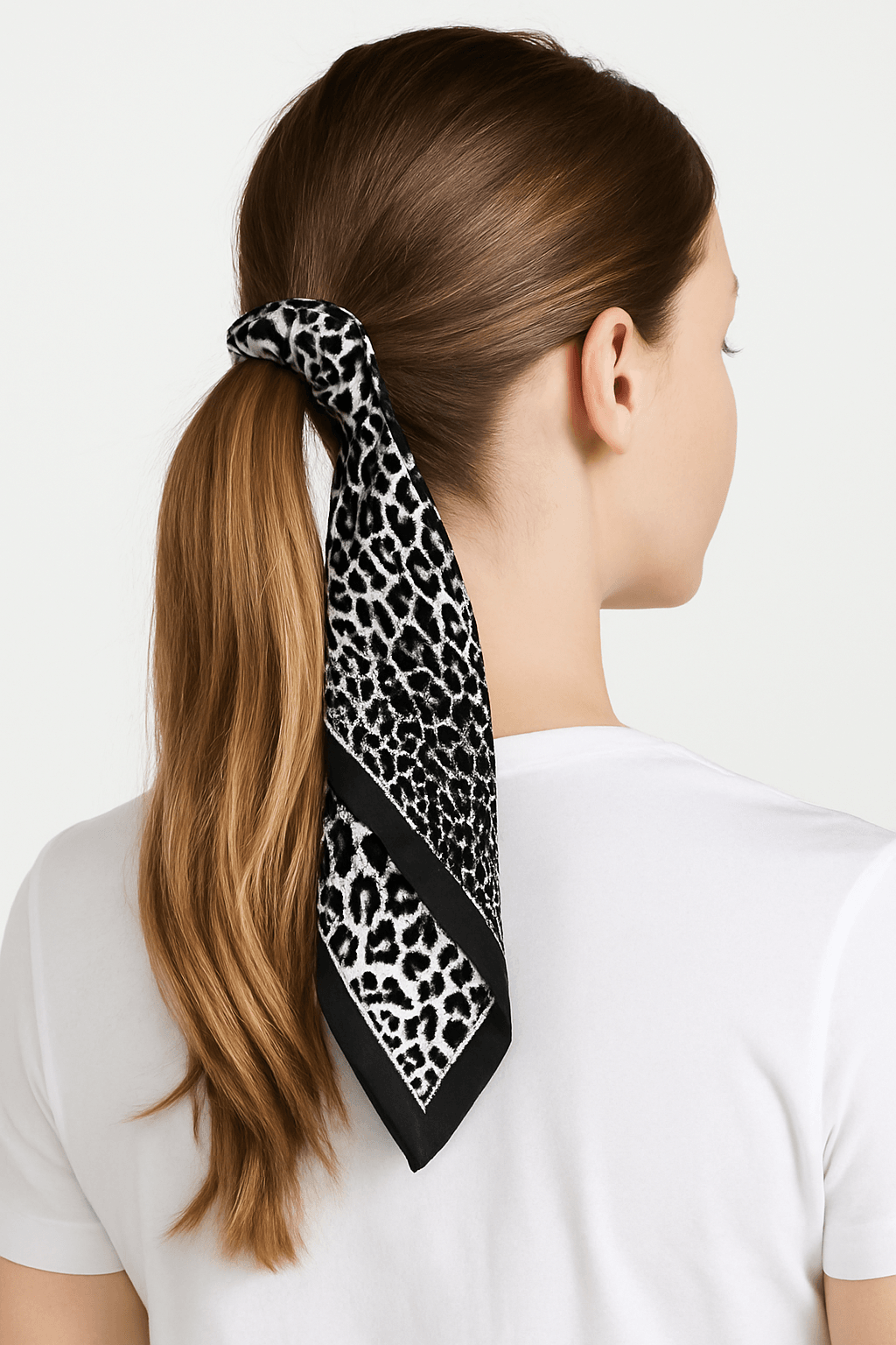 Black and White Animal Print Scarf with Bold Border - MODA ACCESSORIES