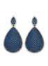 Blue Sapphire Drop Earrings with White Crystal Accents – Luxury Statement Evening Jewelry