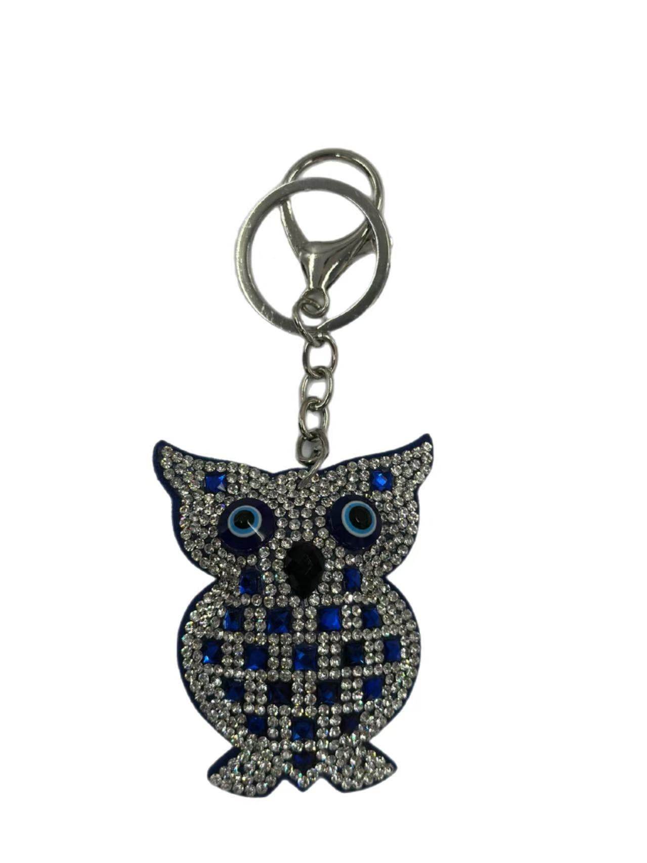 Crystal Owl Keychain – Sparkling Blue Rhinestone Wisdom Bag Charm & Key Ring - MODA ACCESSORIES