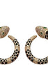 Luxury Gold Snake Hoop Earrings with Black Enamel and Green Crystal Eyes