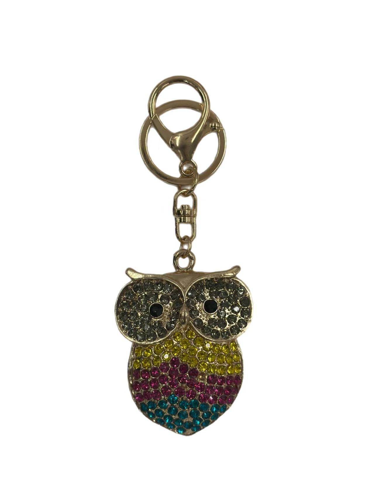 Colorful Crystal Owl Keychain – Sparkling Wisdom Bird Bag Charm - MODA ACCESSORIES
