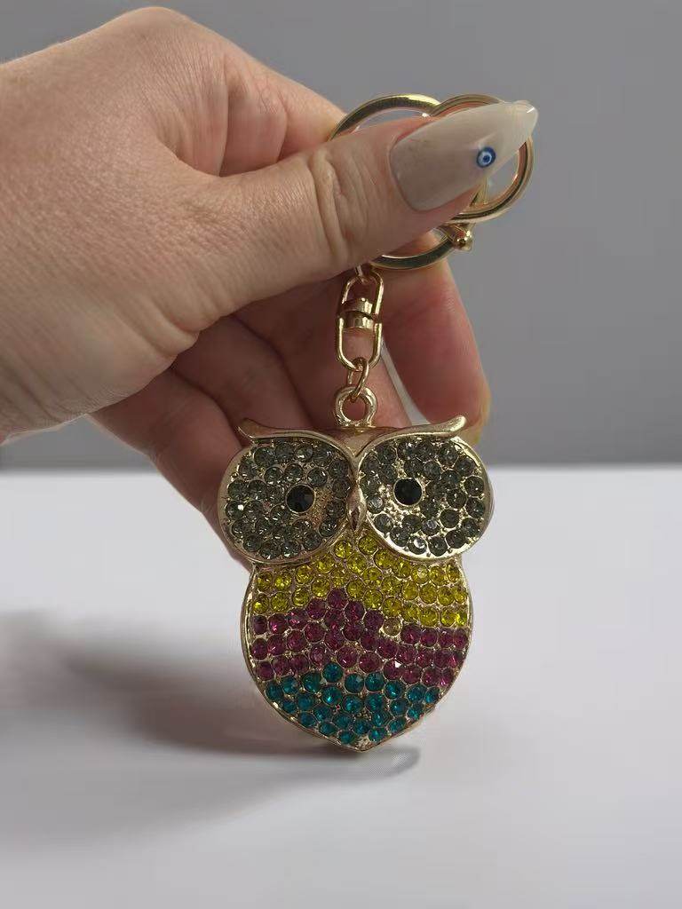 Colorful Crystal Owl Keychain – Sparkling Wisdom Bird Bag Charm - MODA ACCESSORIES