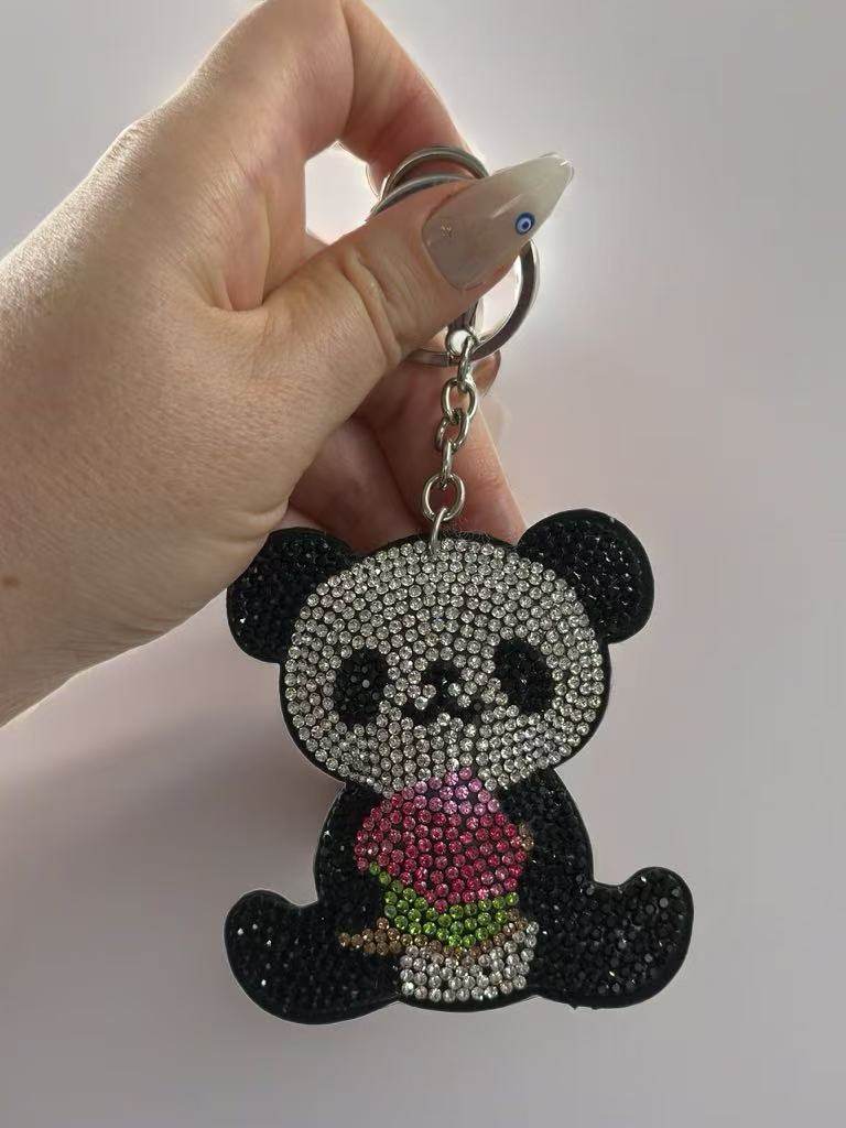 Crystal Panda Keychain with Ice Cream Design - MODA ACCESSORIES