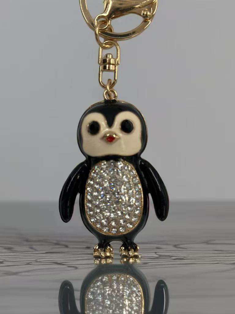Crystal-Studded Penguin Keychain Charm - MODA ACCESSORIES