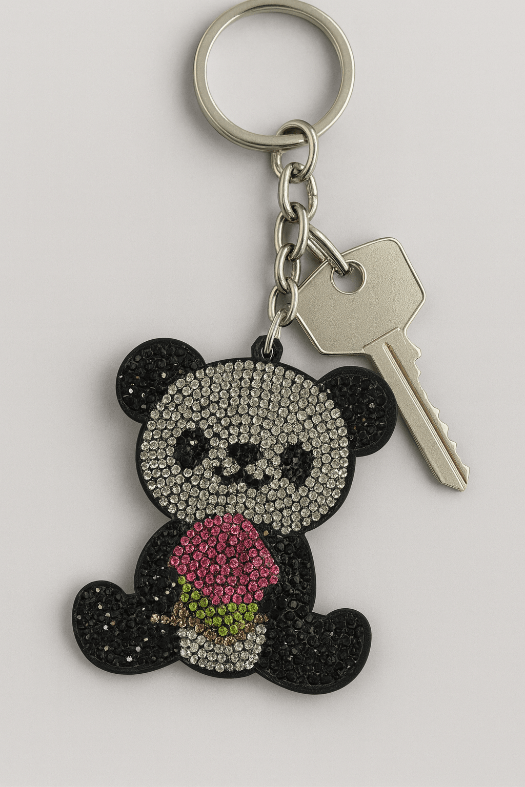 Crystal Panda Keychain with Ice Cream Design - MODA ACCESSORIES