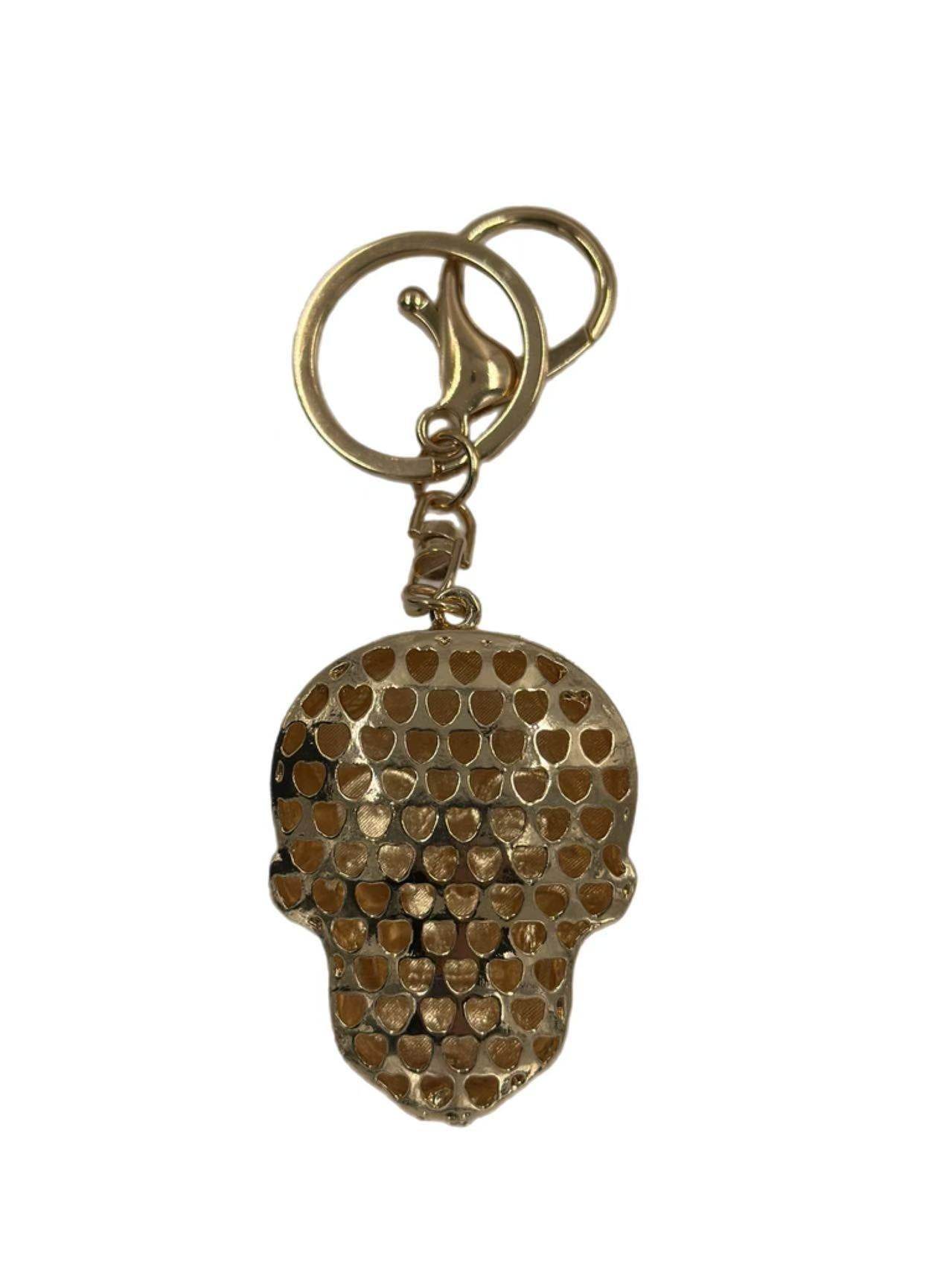 Colorful Sugar Skull Keychain with Gold-Tone Clasp - MODA ACCESSORIES