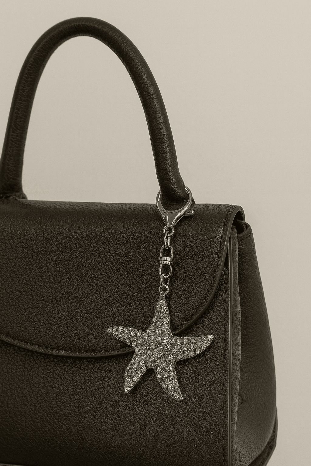 Silver Starfish Keychain with Crystal Accents - MODA ACCESSORIES