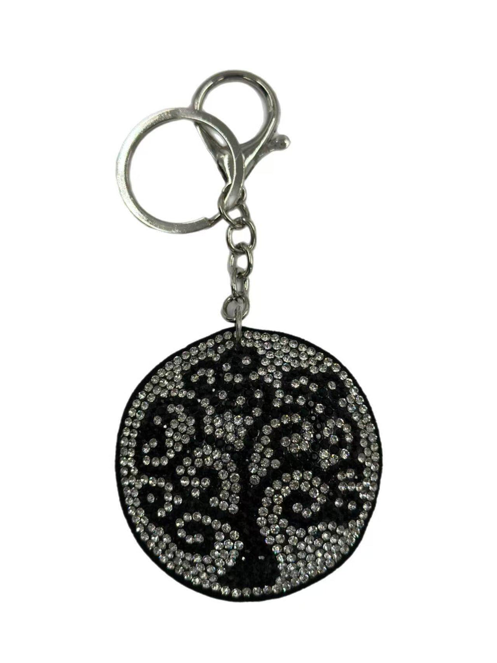 Sparkling Tree of Life Rhinestone Keychain – Black & Silver - MODA ACCESSORIES