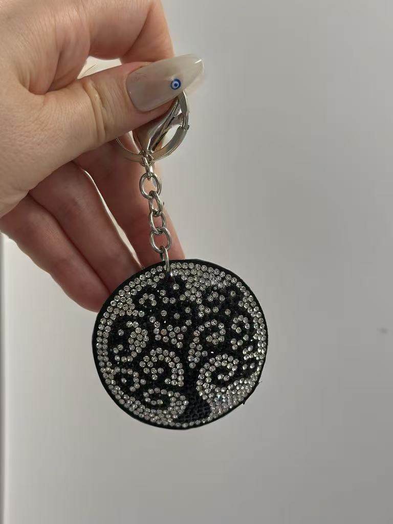 Sparkling Tree of Life Rhinestone Keychain β Black & Silver - MODA ACCESSORIES