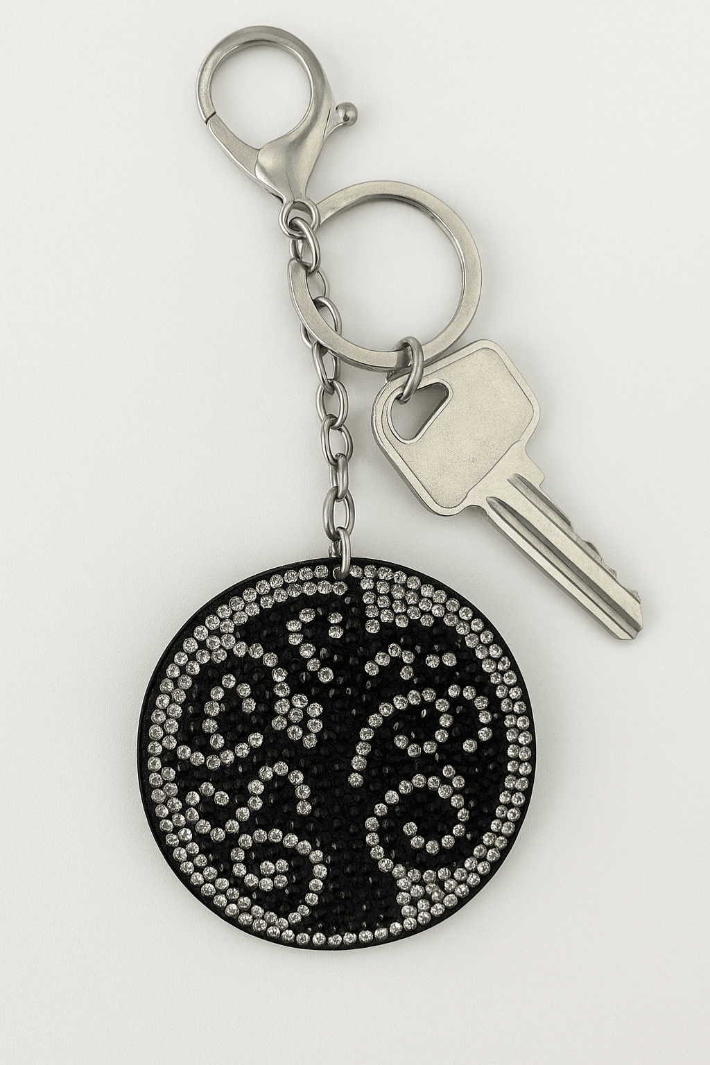 Sparkling Tree of Life Rhinestone Keychain – Black & Silver - MODA ACCESSORIES