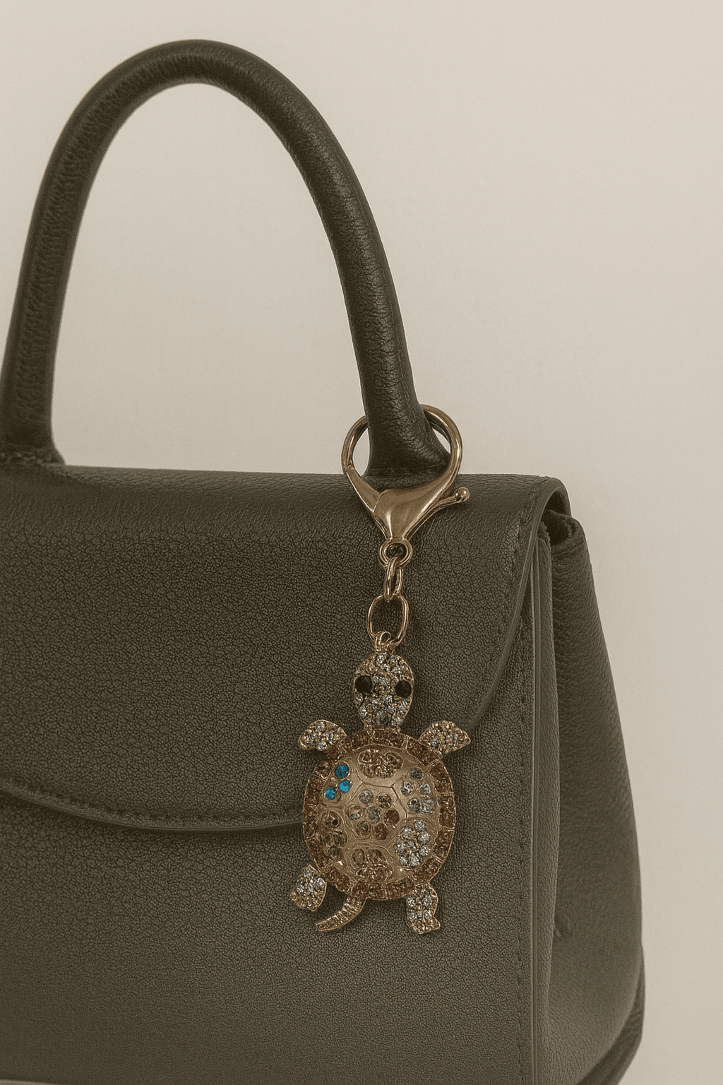 Colorful Rhinestone Turtle Keychain with Gold Key Ring - MODA ACCESSORIES