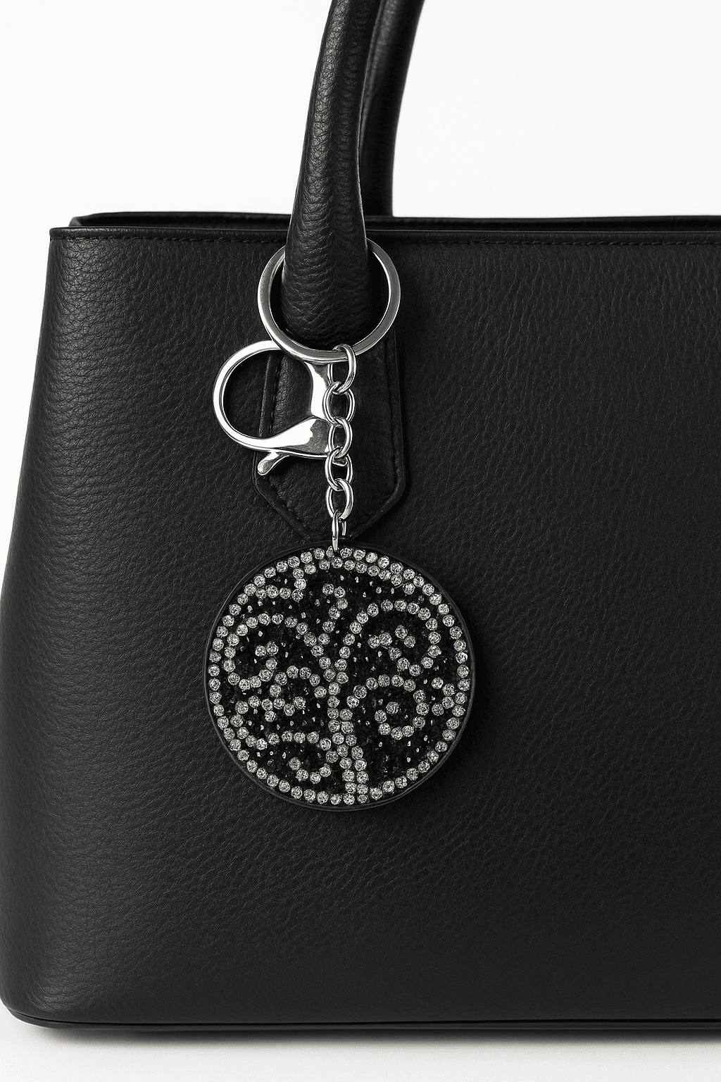 Sparkling Tree of Life Rhinestone Keychain – Black & Silver - MODA ACCESSORIES