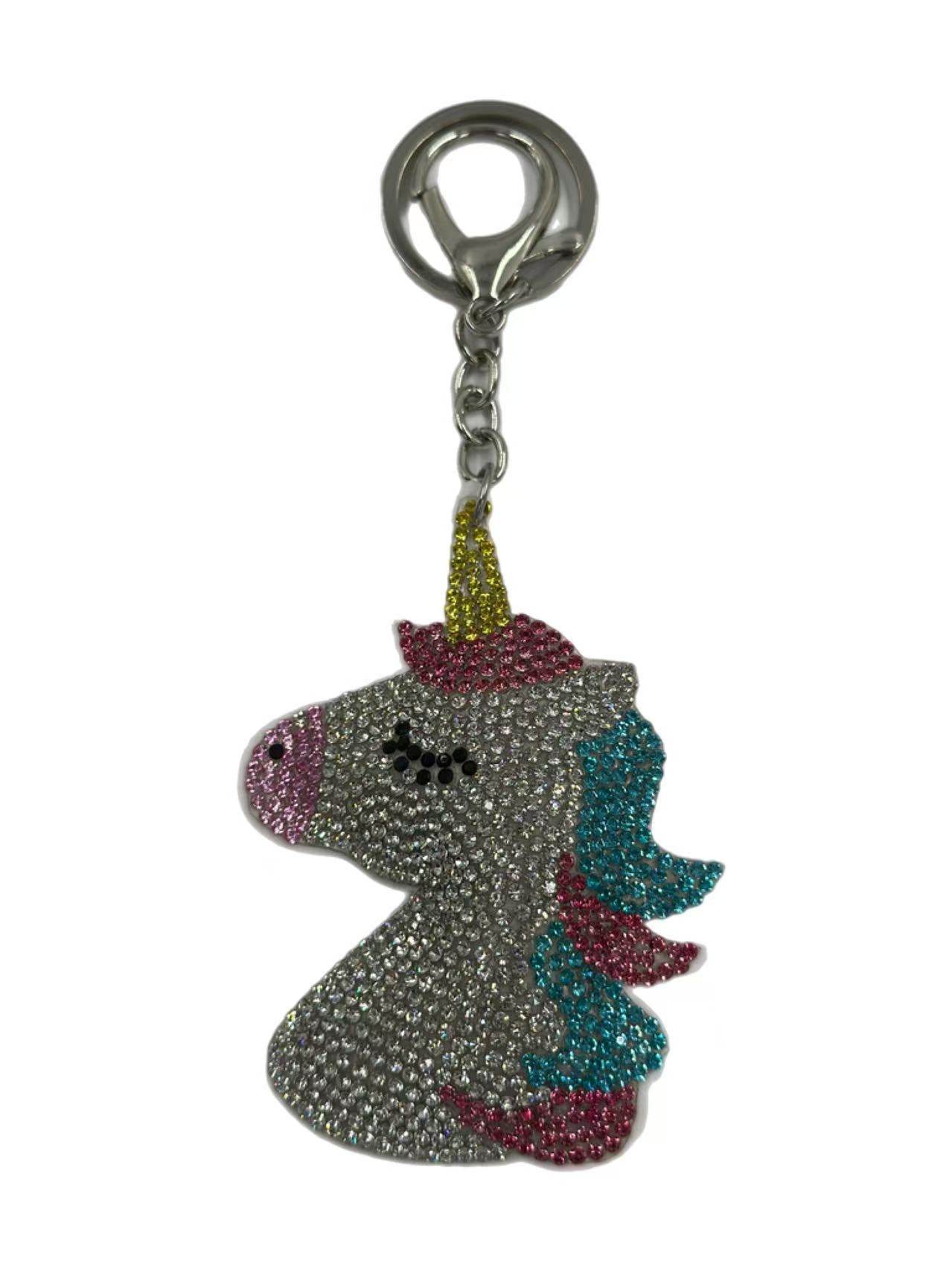 Rhinestone Unicorn Keychain β Sparkly Crystal Horse Pendant Bag Charm - MODA ACCESSORIES