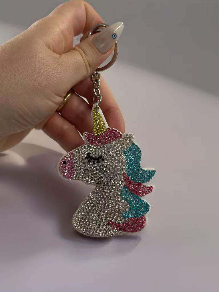 Rhinestone Unicorn Keychain – Sparkly Crystal Horse Pendant Bag Charm - MODA ACCESSORIES