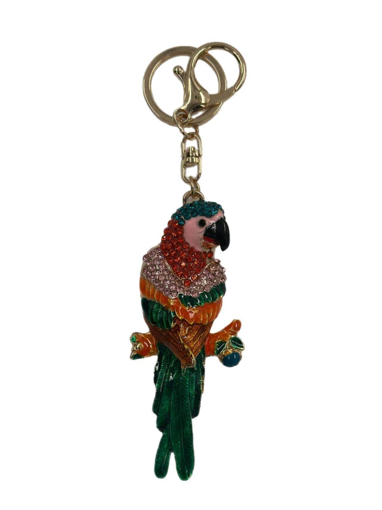 Colorful Crystal Parrot Keychain – Sparkling Exotic Bird Bag Charm - MODA ACCESSORIES