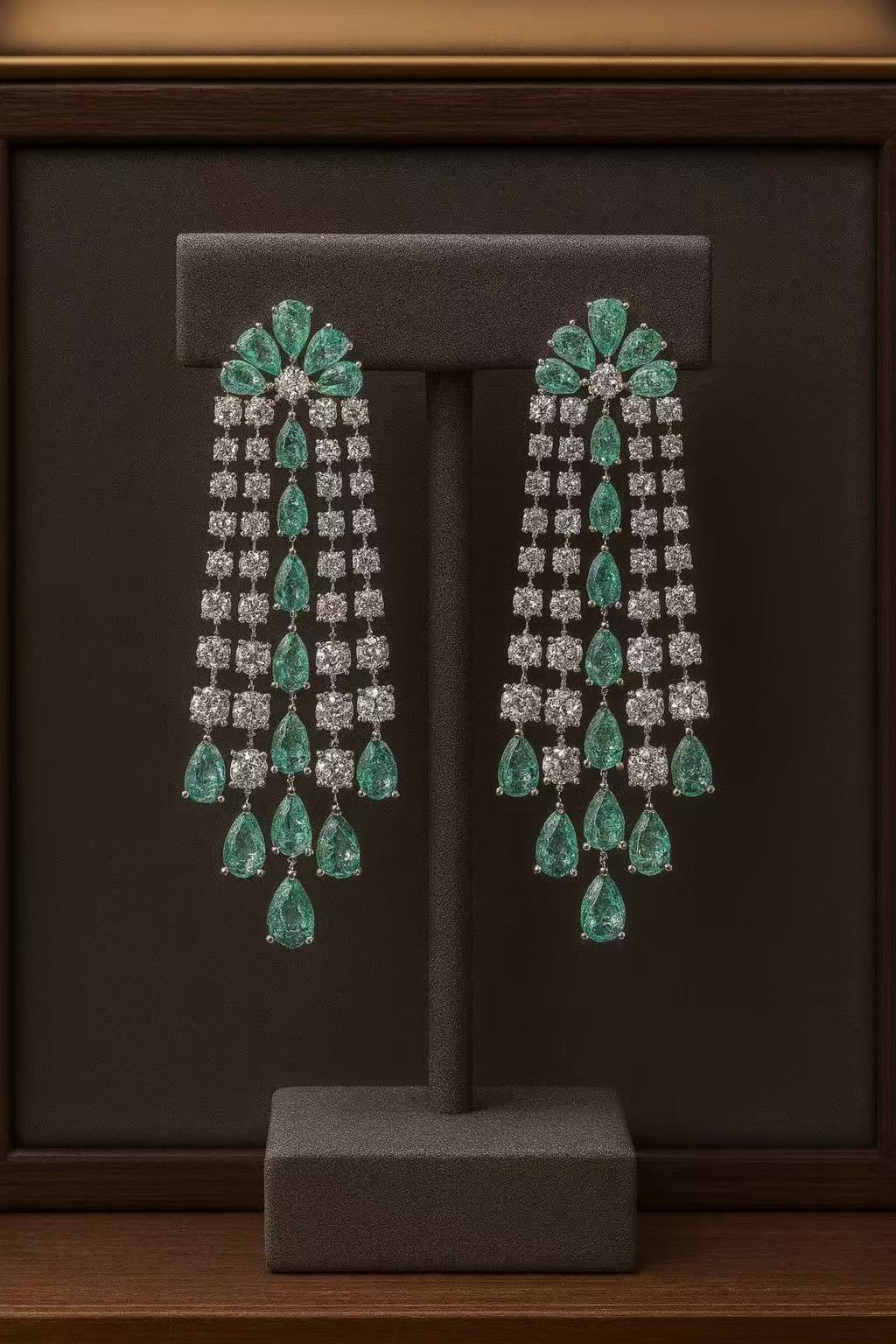 Luxury Emerald & Diamond Chandelier Earrings – Statement Dangle Jewelry for Women