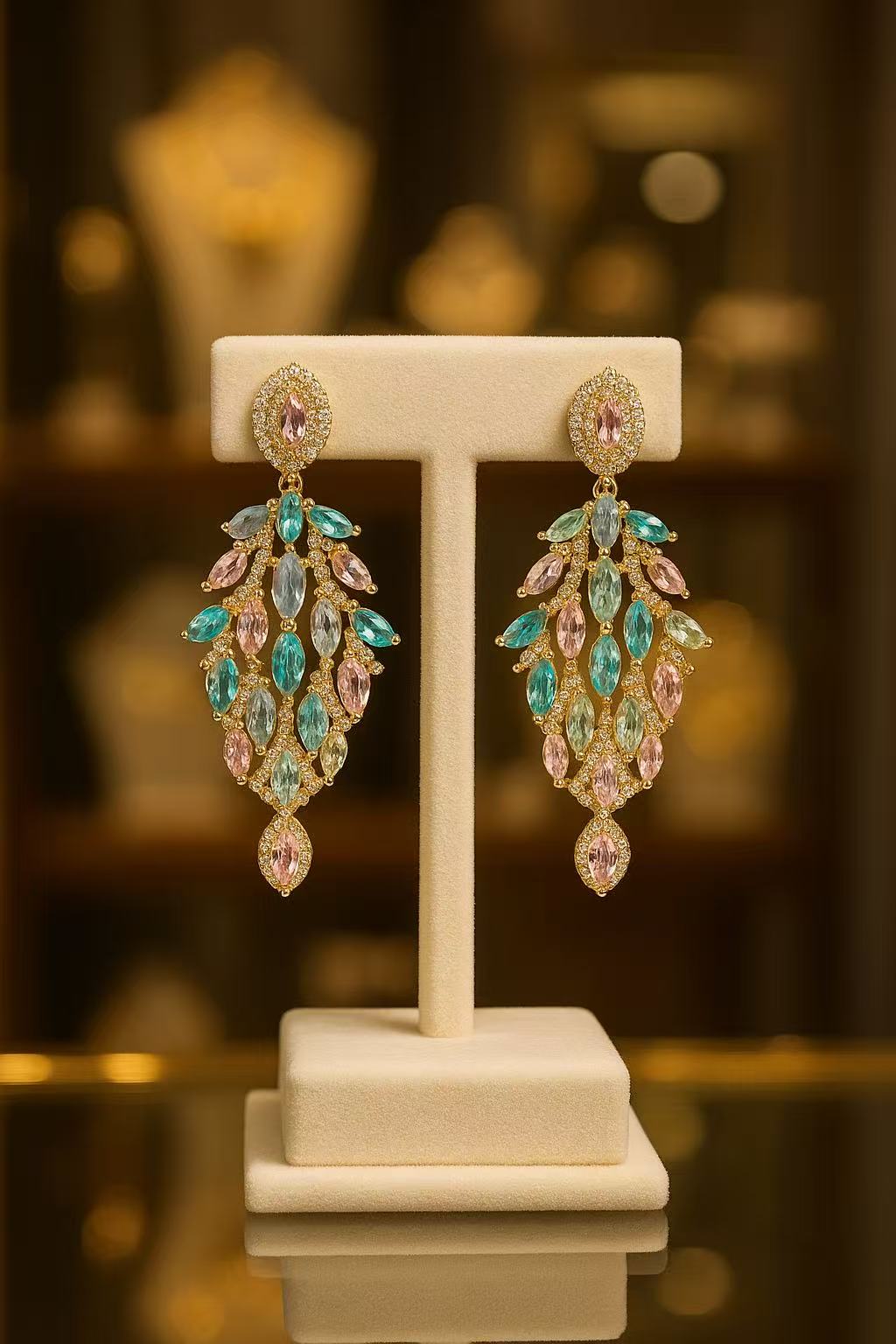 Luxury Multicolor Chandelier Earrings – Crystal & Gemstone Statement Drop Earrings