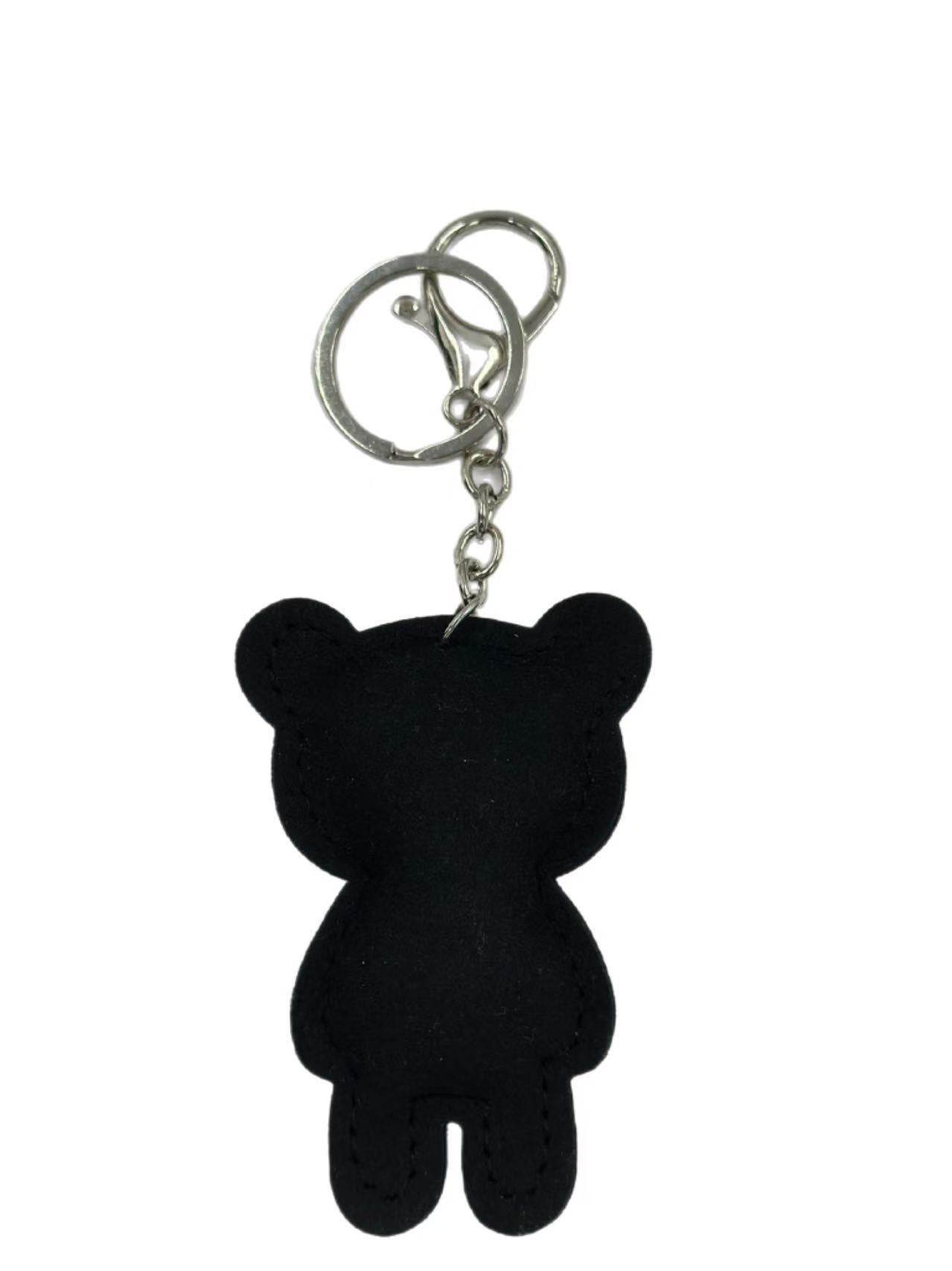 Crystal Rhinestone Bear Keychain – Sparkling Teddy Charm in Black & Silver - MODA ACCESSORIES