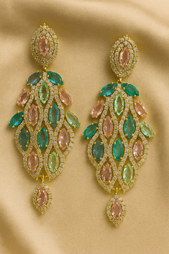Luxury Multicolor Chandelier Earrings – Crystal & Gemstone Statement Drop Earrings
