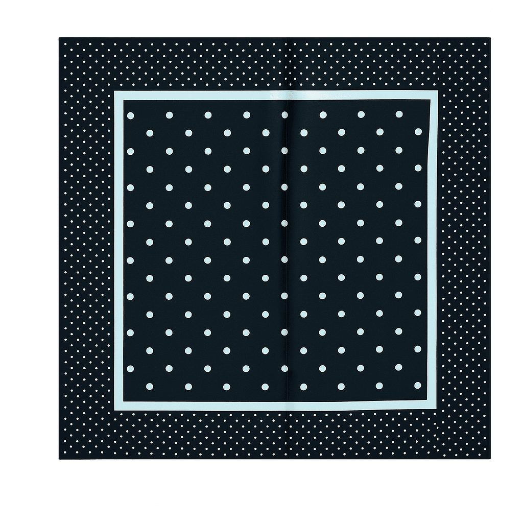 Classic Black Polka Dot Square Scarf with Contrasting Border - MODA ACCESSORIES
