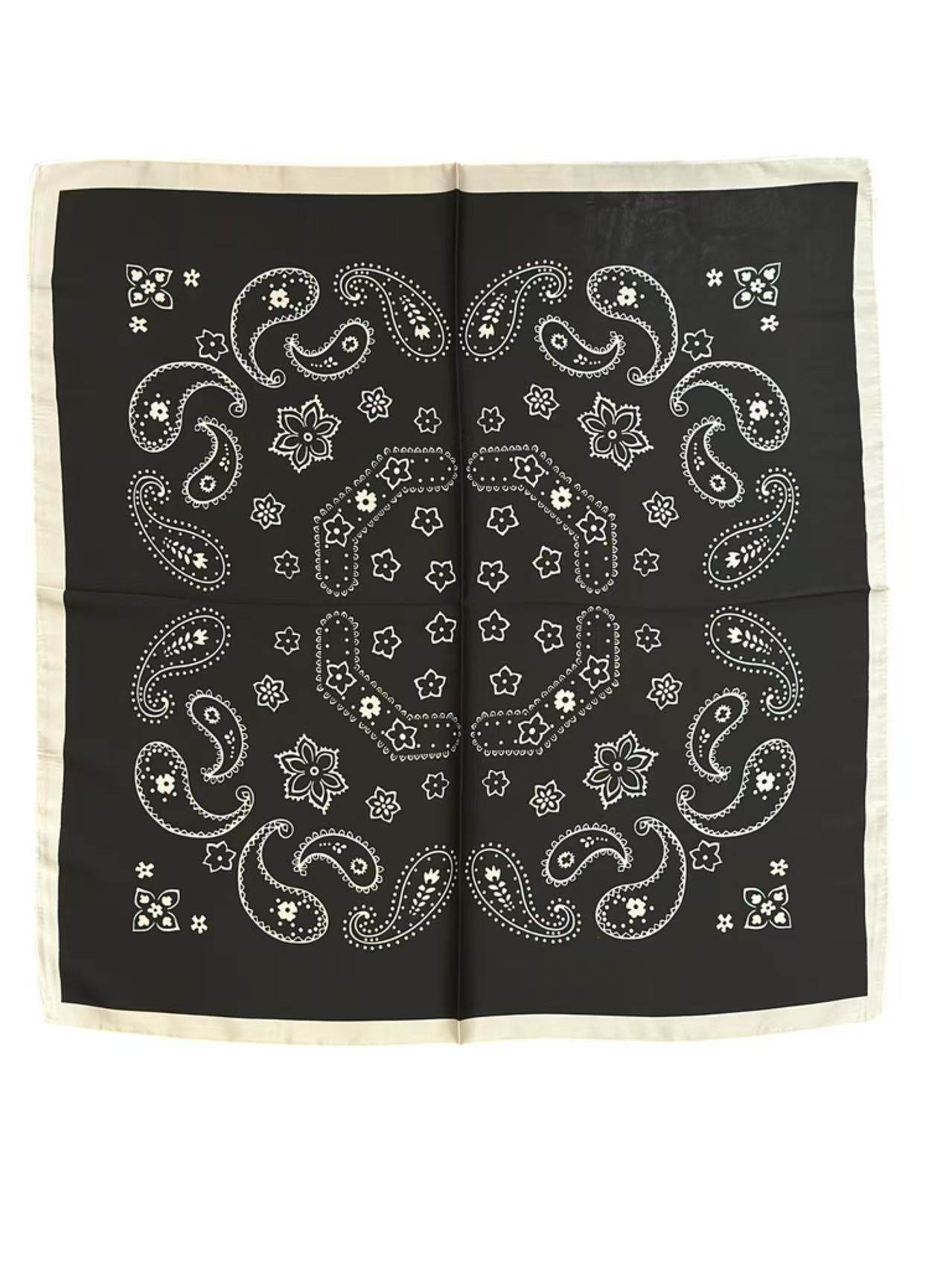 Classic Black and White Paisley Bandana Scarf - MODA ACCESSORIES