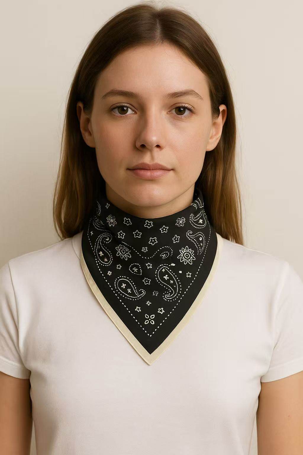 Classic Black and White Paisley Bandana Scarf - MODA ACCESSORIES