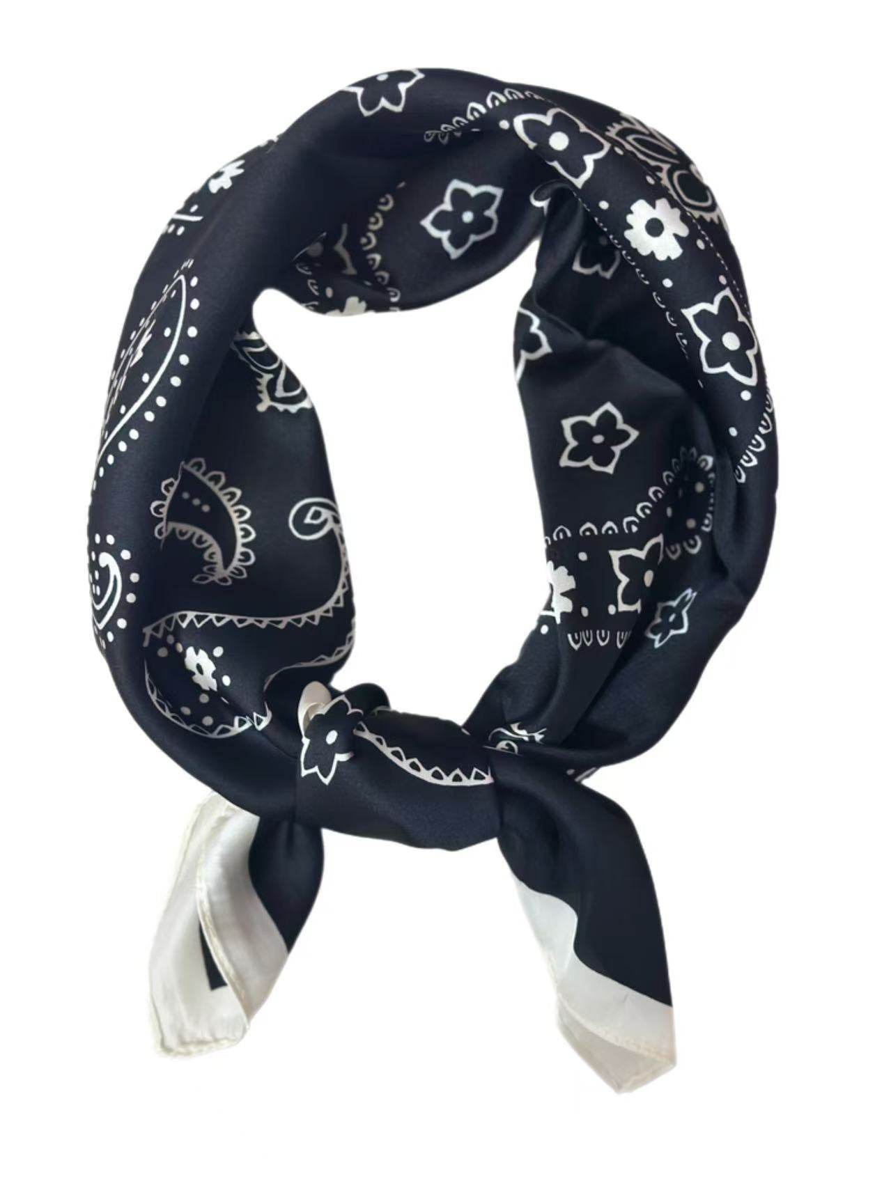 Classic Black and White Paisley Bandana Scarf - MODA ACCESSORIES