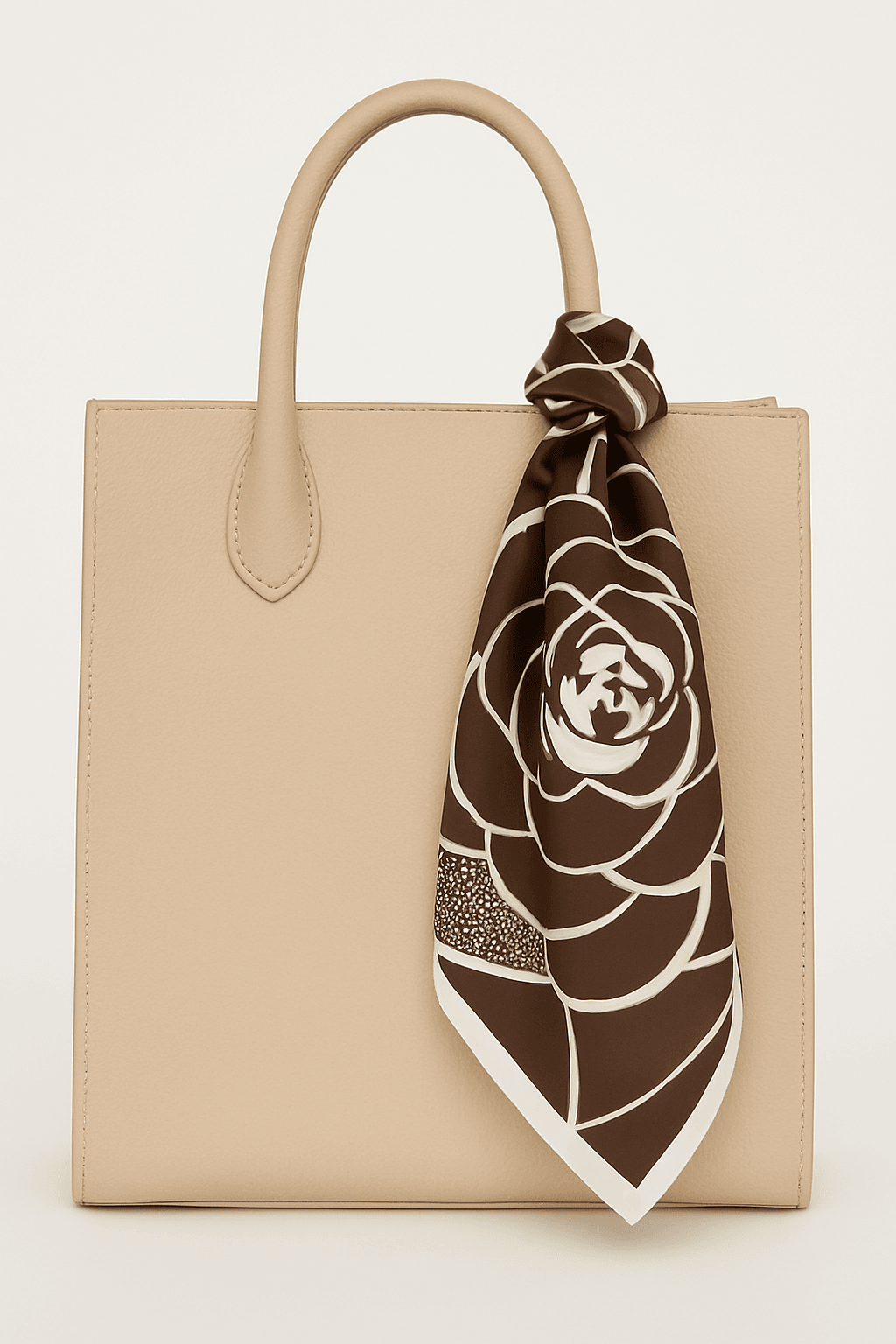 Bold Brown Rose Graphic Scarf with White Accents - MODA ACCESSORIES