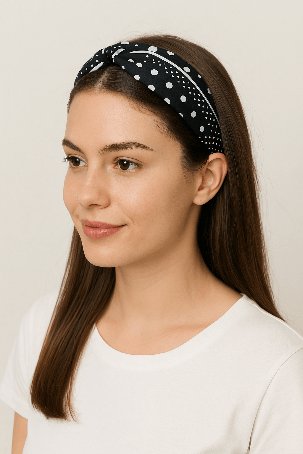 Classic Black Polka Dot Square Scarf with Contrasting Border - MODA ACCESSORIES
