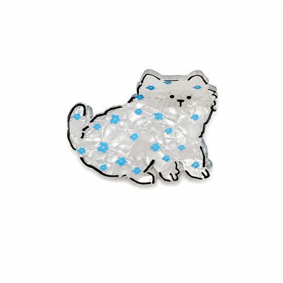 Çiçek Desenli Kedi Figürlü Tokası