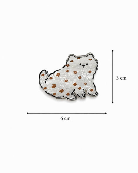 Çiçek Desenli Kedi Figürlü Tokası