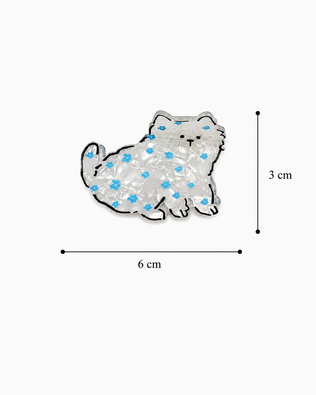 Çiçek Desenli Kedi Figürlü Tokası