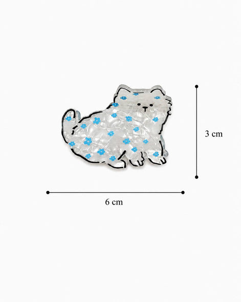 Çiçek Desenli Kedi Figürlü Tokası
