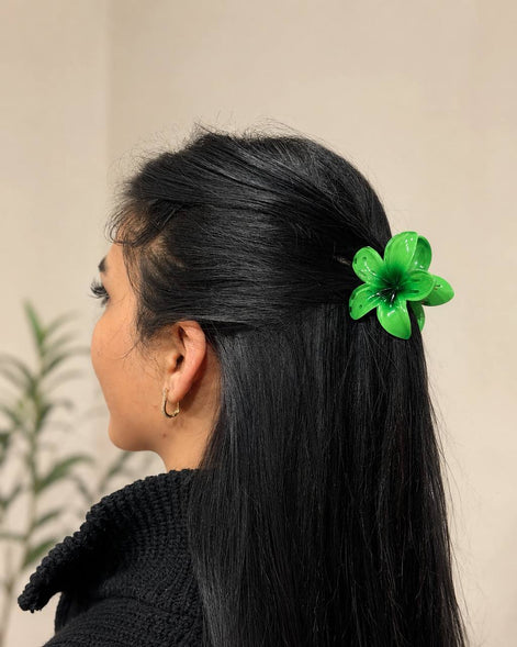 Lotus Çiçek Desenli Mini Mandal Saç Tokası