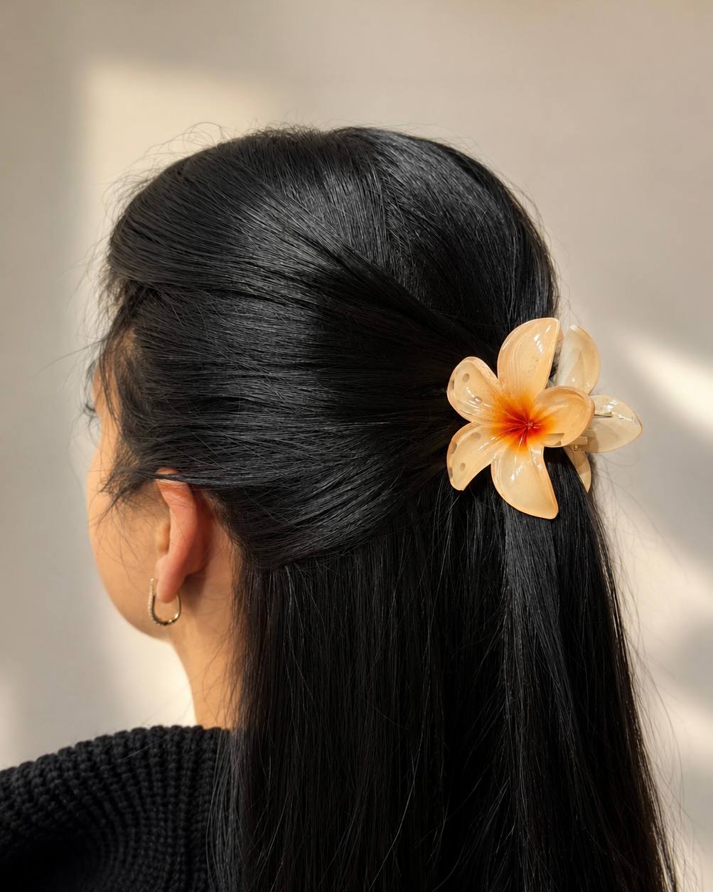 Lotus Çiçek Desenli Mini Mandal Saç Tokası