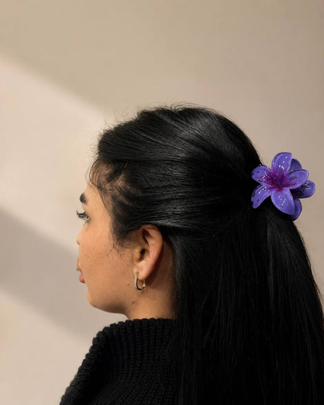 Lotus Çiçek Desenli Mini Mandal Saç Tokası