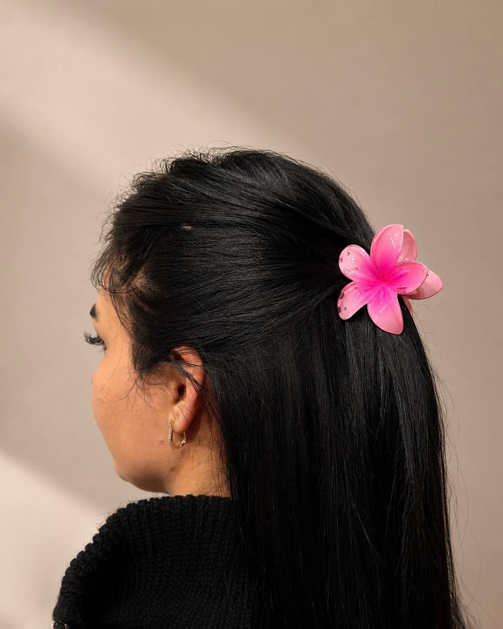 Lotus Çiçek Desenli Mini Mandal Saç Tokası