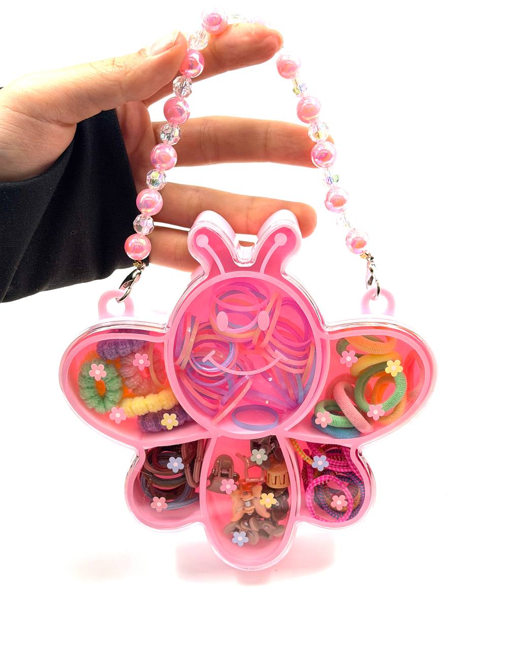 Pink Flower Kids Hair Accessories Organizer Box