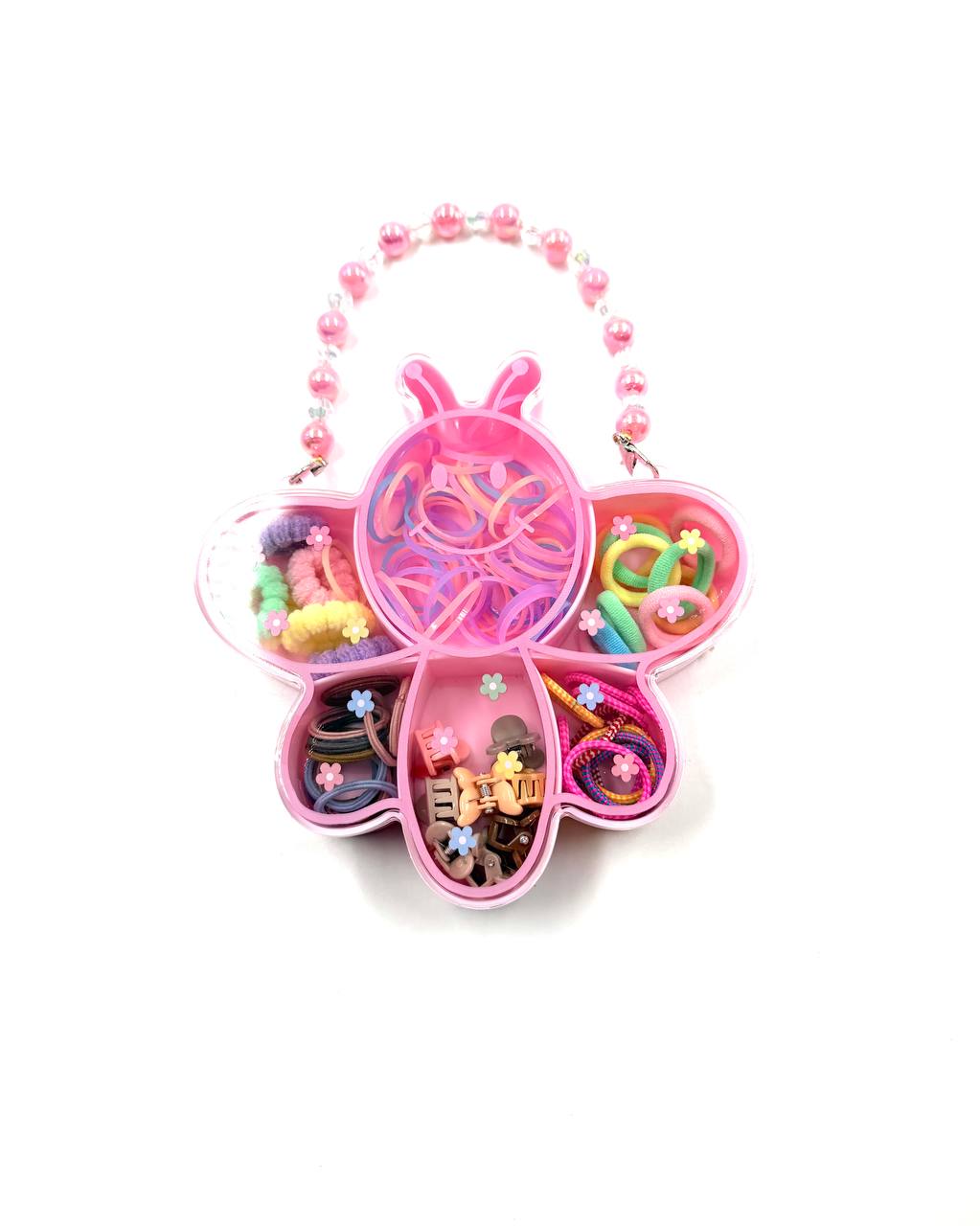 Pink Flower Kids Hair Accessories Organizer Box