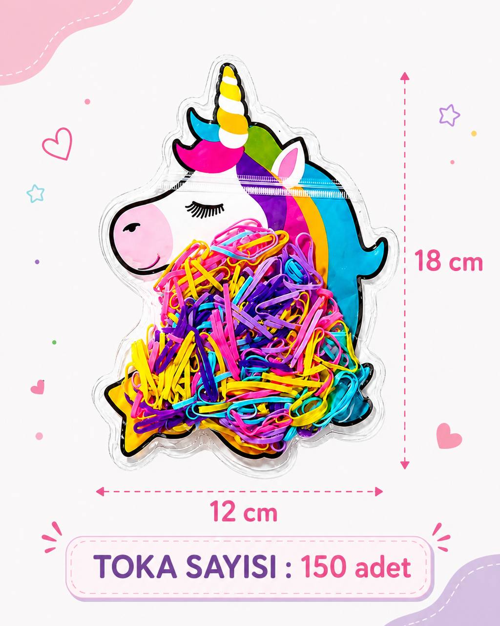 Unicorn Figürlü Renkli Çocuk Saç Lastiği Seti