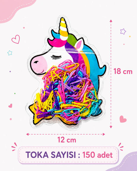 Unicorn Figürlü Renkli Çocuk Saç Lastiği Seti