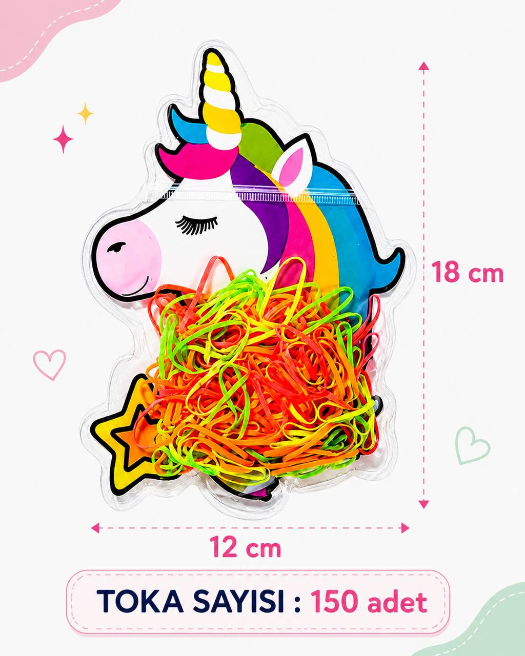 Unicorn Figürlü Renkli Çocuk Saç Lastiği Seti