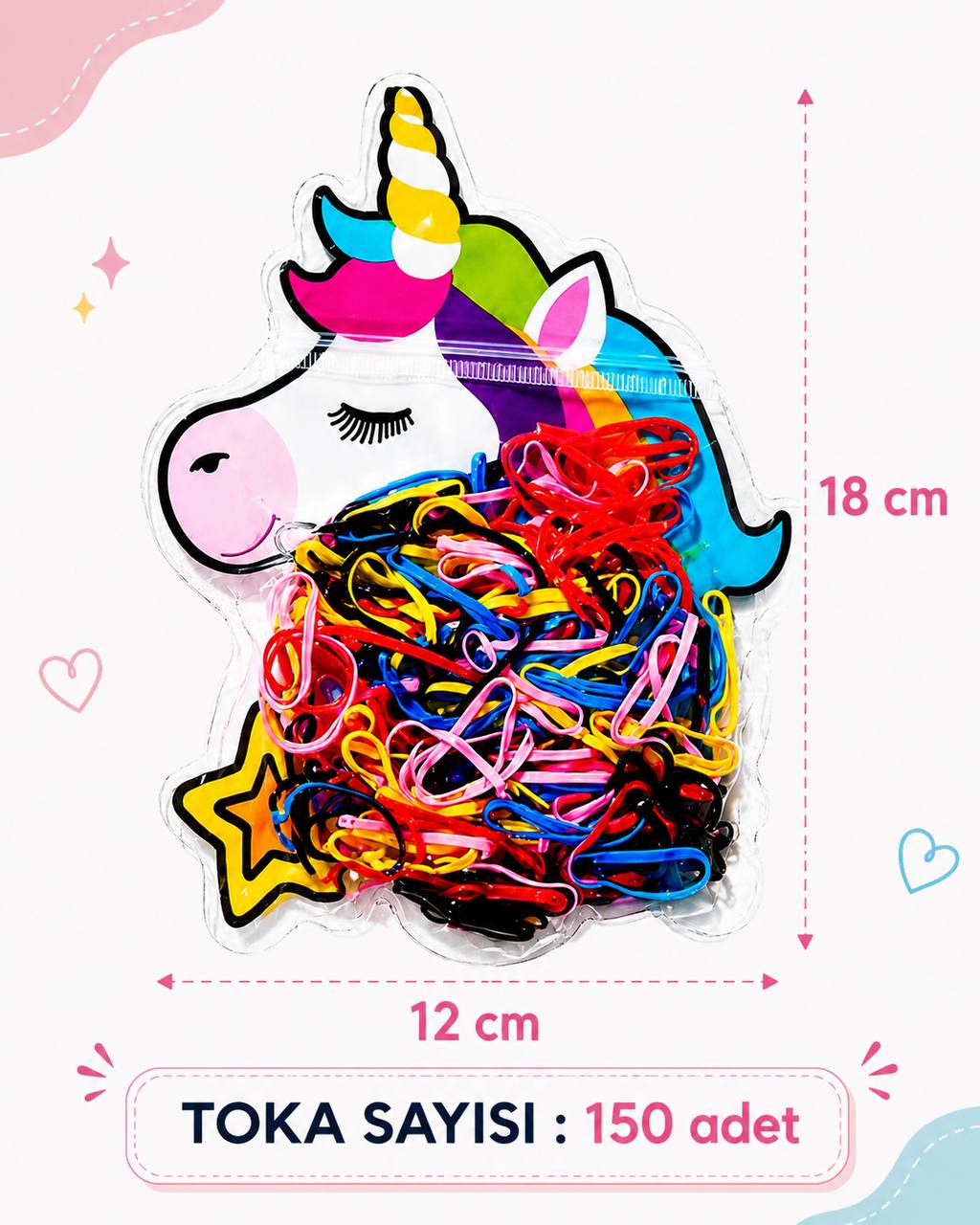 Unicorn Figürlü Renkli Çocuk Saç Lastiği Seti