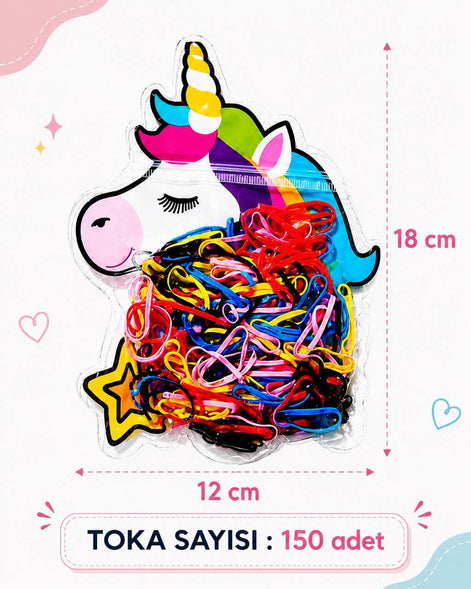 Unicorn Figürlü Renkli Çocuk Saç Lastiği Seti