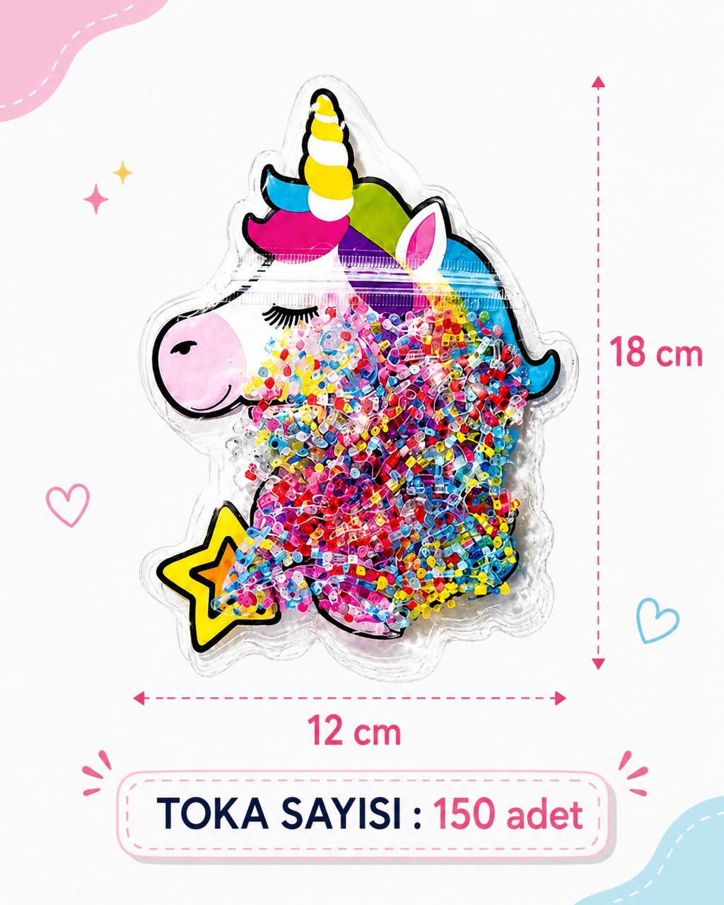 Unicorn Figürlü Renkli Çocuk Saç Lastiği Seti