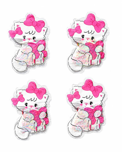 Pembe Fiyonklu Sevimli Kedi Çocuk Saç Lastiği Seti