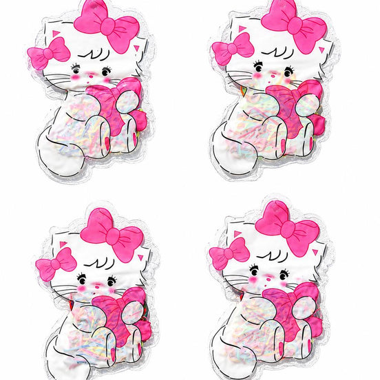 Pembe Fiyonklu Sevimli Kedi Çocuk Saç Lastiği Seti