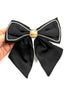 Black Satin Bow Hair Clip with Crystal Center Detail