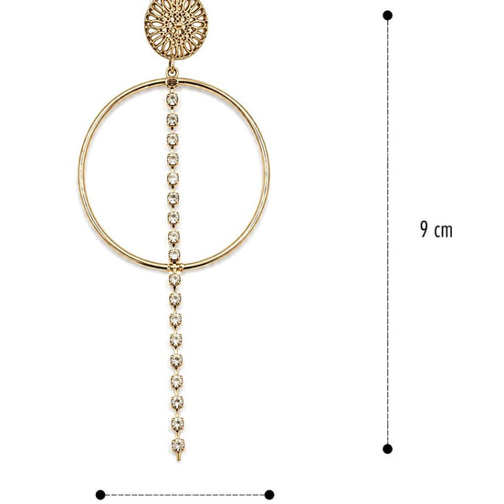 Geometrik Halka Taş Detaylı Sallantılı Küpe