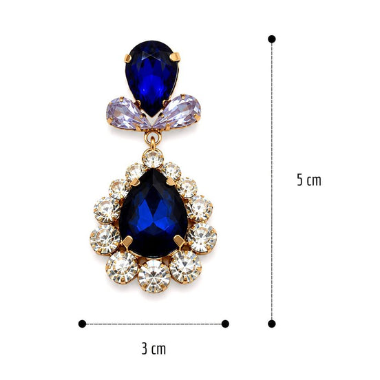 Lacivert Taşlı Vintage Işıltılı Sallantılı Küpe